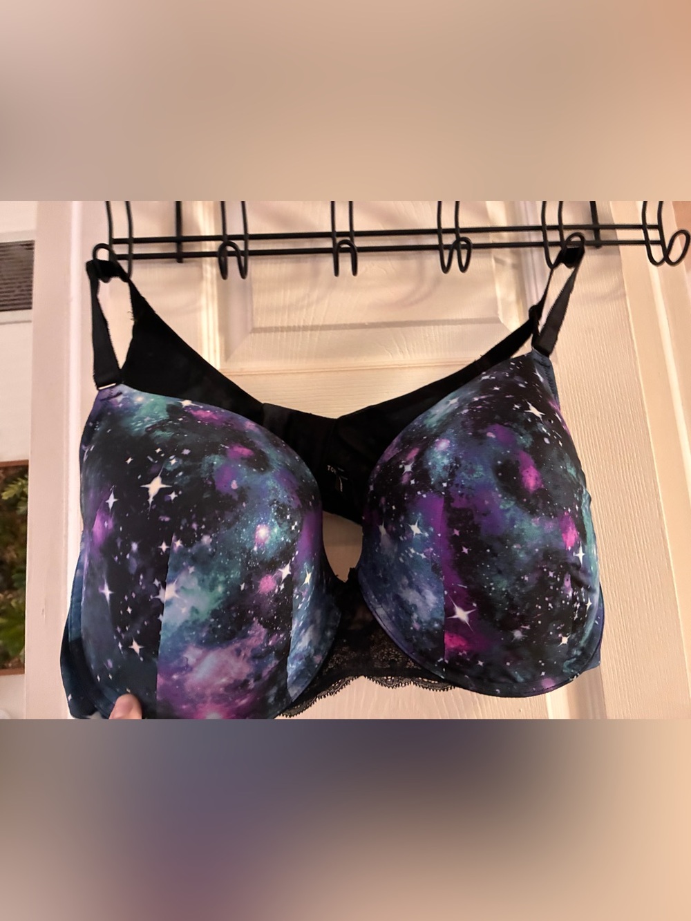 Galaxy Print Underwire T-Shirt Bra - Black/Purple
